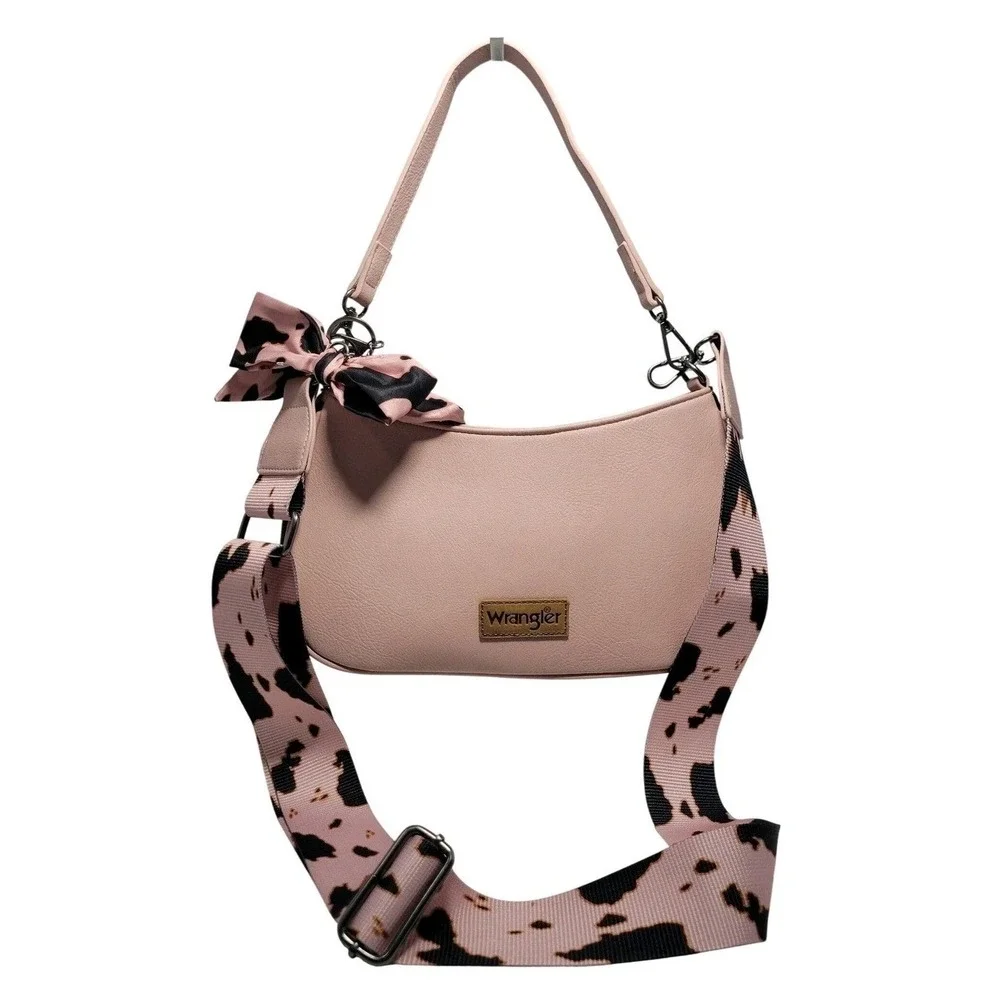 Wrangler Montana West Blush Pink Cow‎ Print Hobo Bag New WGS206-198-PK-COW